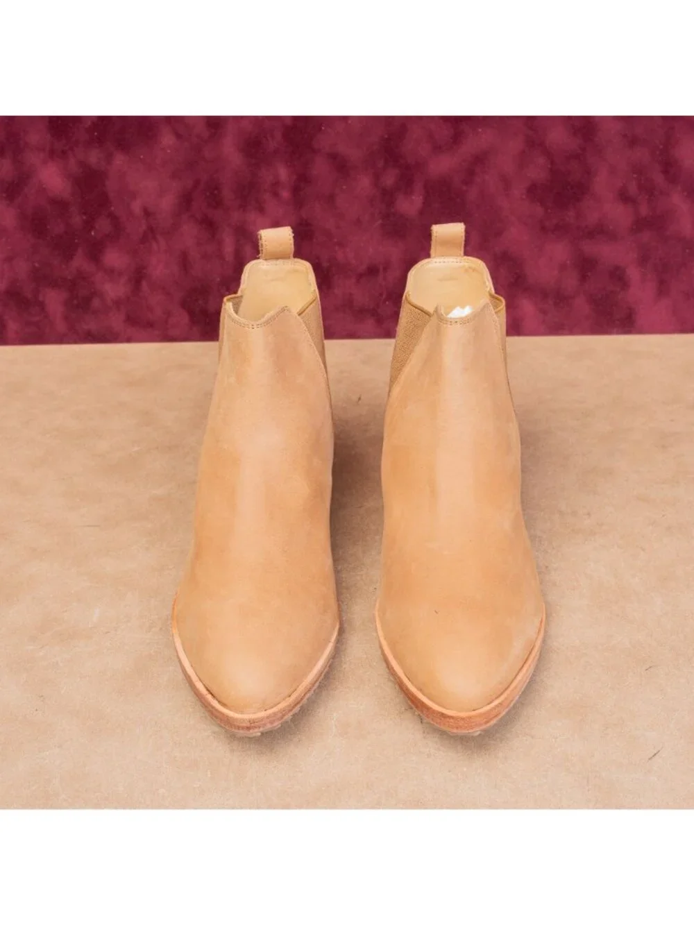 Nisolo Women Eva Tan Leather Modern Western Chelsea Ankle Boots sz 8.5
